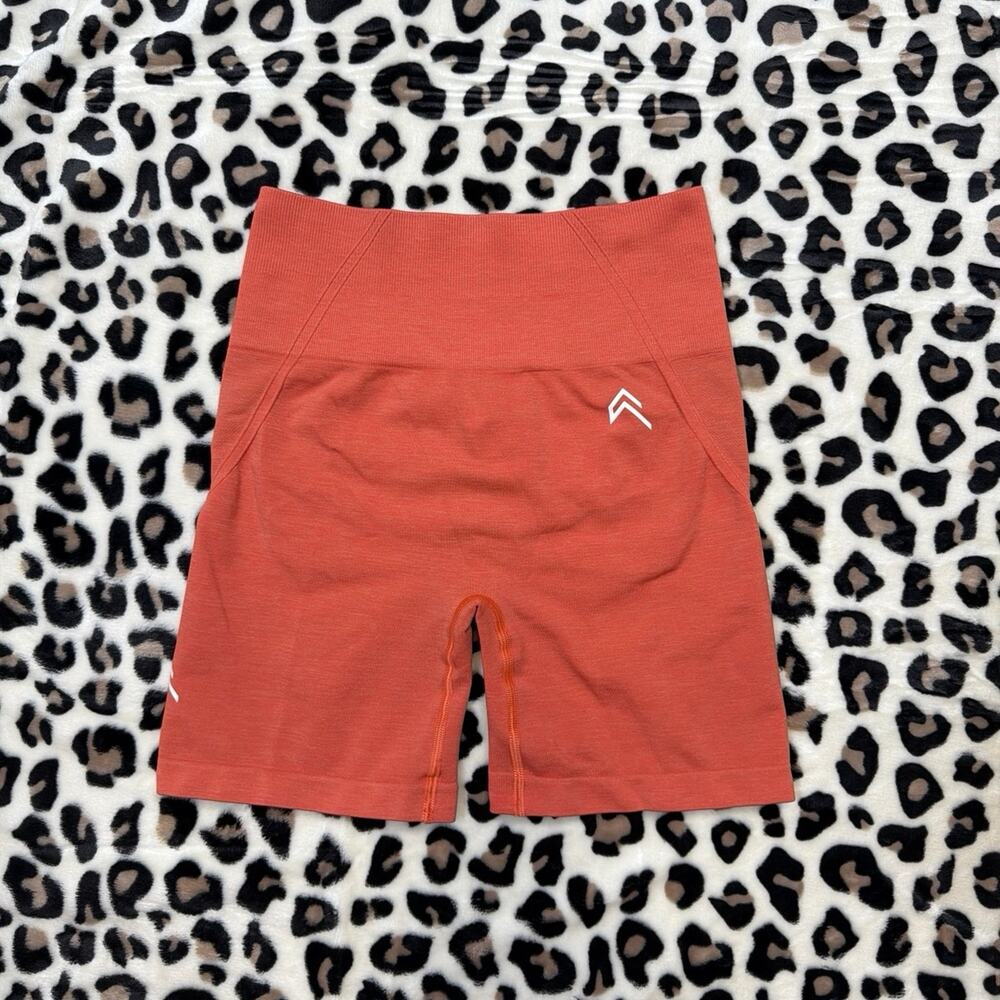 Oner Active Coral Marl Classic High Rise Ribbed Waistband Seamless Shorts Size S